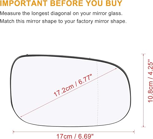 Miniatura 3 de X AUTOHAUX Espejo retrovisor derecho del lado del pasajero con calefacción de vidrio de repuesto con placa de respaldo para Volvo C30 2007-2013 S40