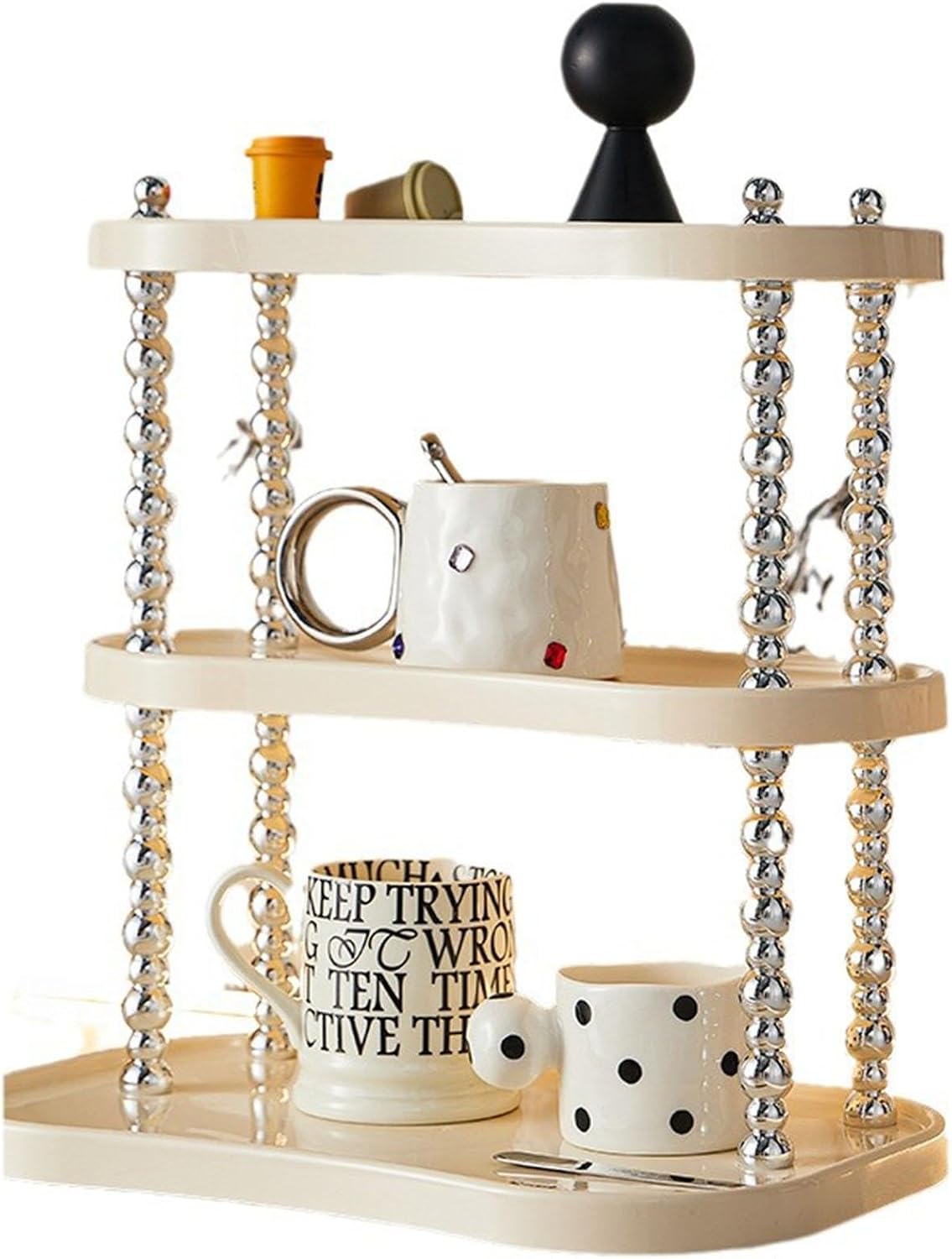 Water Cup Storage Rack Cups Mugs Rack Multipurpose Display Storage Shelf Coffee Cup Holder for Tumblers Home, Apartment, 2 Tiers(3 Tiers)