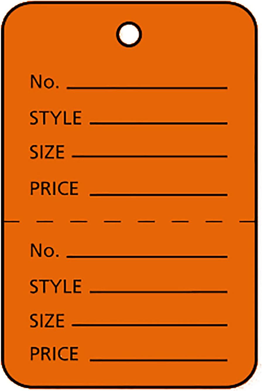 SSWBasics Retail Price Tag - Orange - Unstrung - 1¾” W x 1⅞”H - Case of 1,000 - Orange Unstrung Clothing Tags - Perforated Retail Price Tags for Clothes - Premium Quality Clothing Tags and Labels