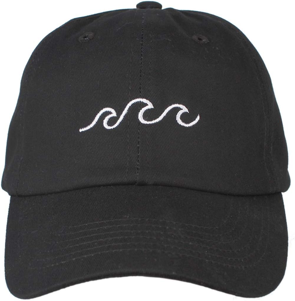 Kokkn Baseball Cap K-pop Boys Outdoor Iron Ring Snapback Hat Casual Adjustable Dad Hat Hip Hop Hat (Ocean Wave-Black)