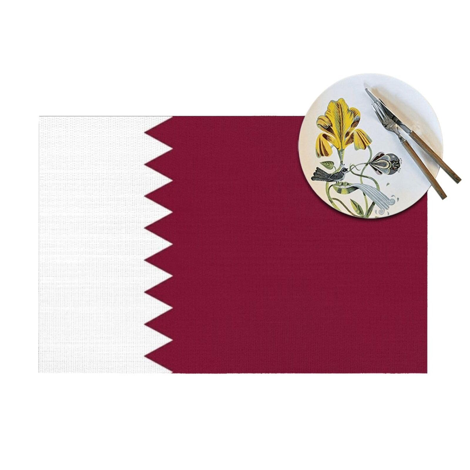 Juego De 8 Manteles Individuales con Estampado De La Bandera De Catar Resistentes Al Calor Antideslizantes Lavables Y De PVC para Casa Y Restaurante 45X30Cm