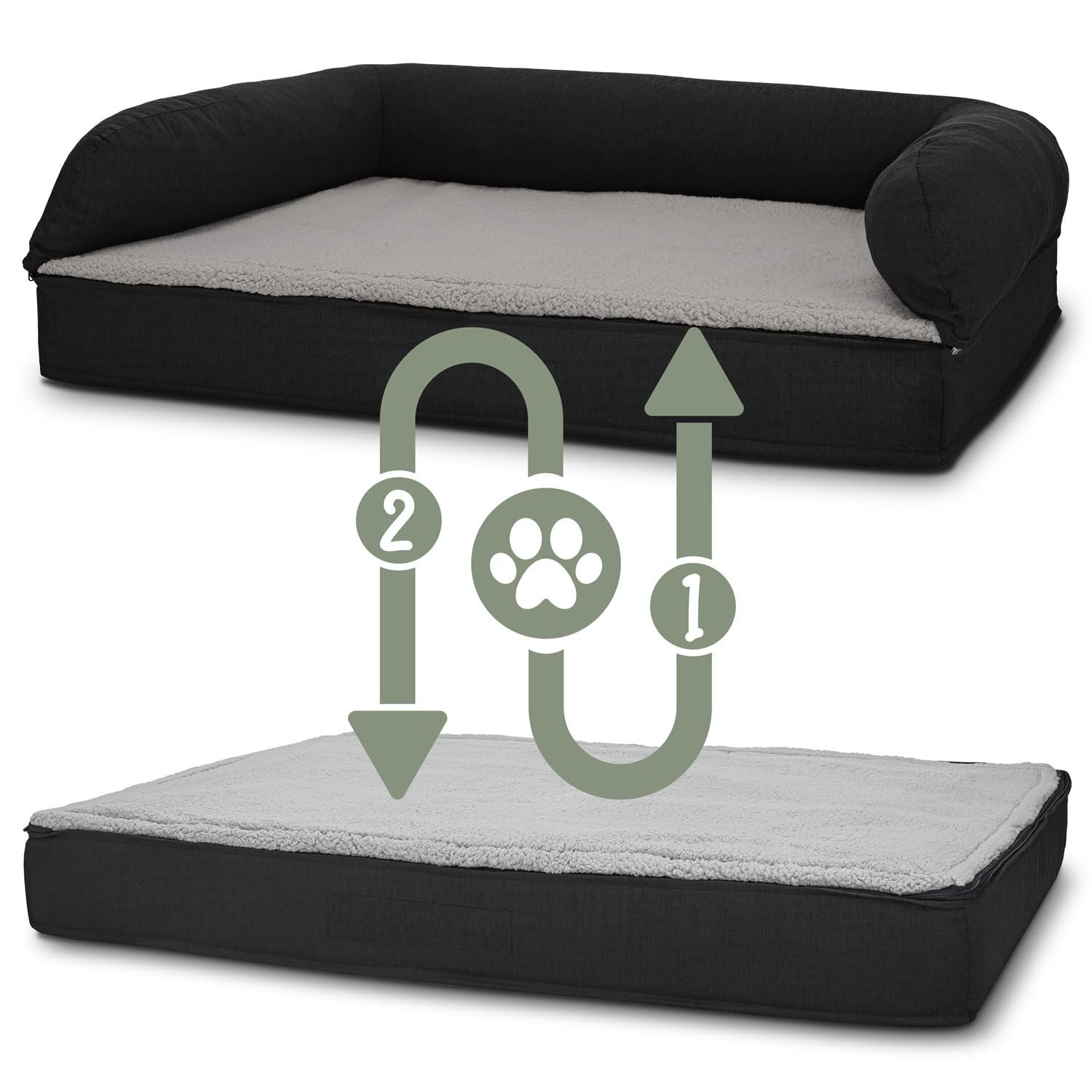 Petzzz Cama ortopédica para perros, funda extraíble, lavable, gris (100 x 70 x 27 cm)