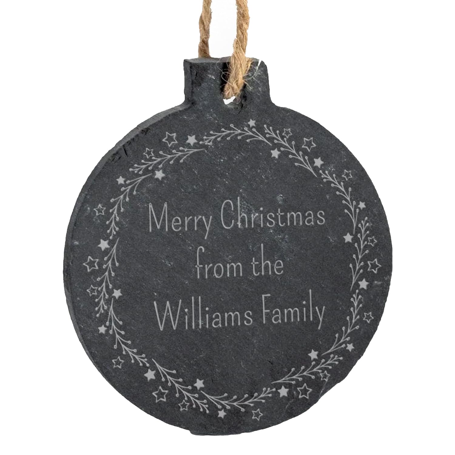 1 Personalised Customised Christmas Wreath Xmas Festive Slate Bauble Tree Gift Decoration Present 70mm PTS Personalised