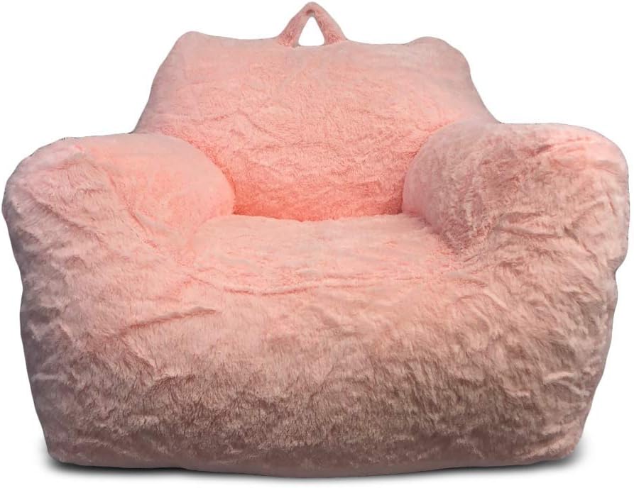 Buy Heritage Kids Faux Fur Pink Bean Bag Sofa Chair with Top Handle