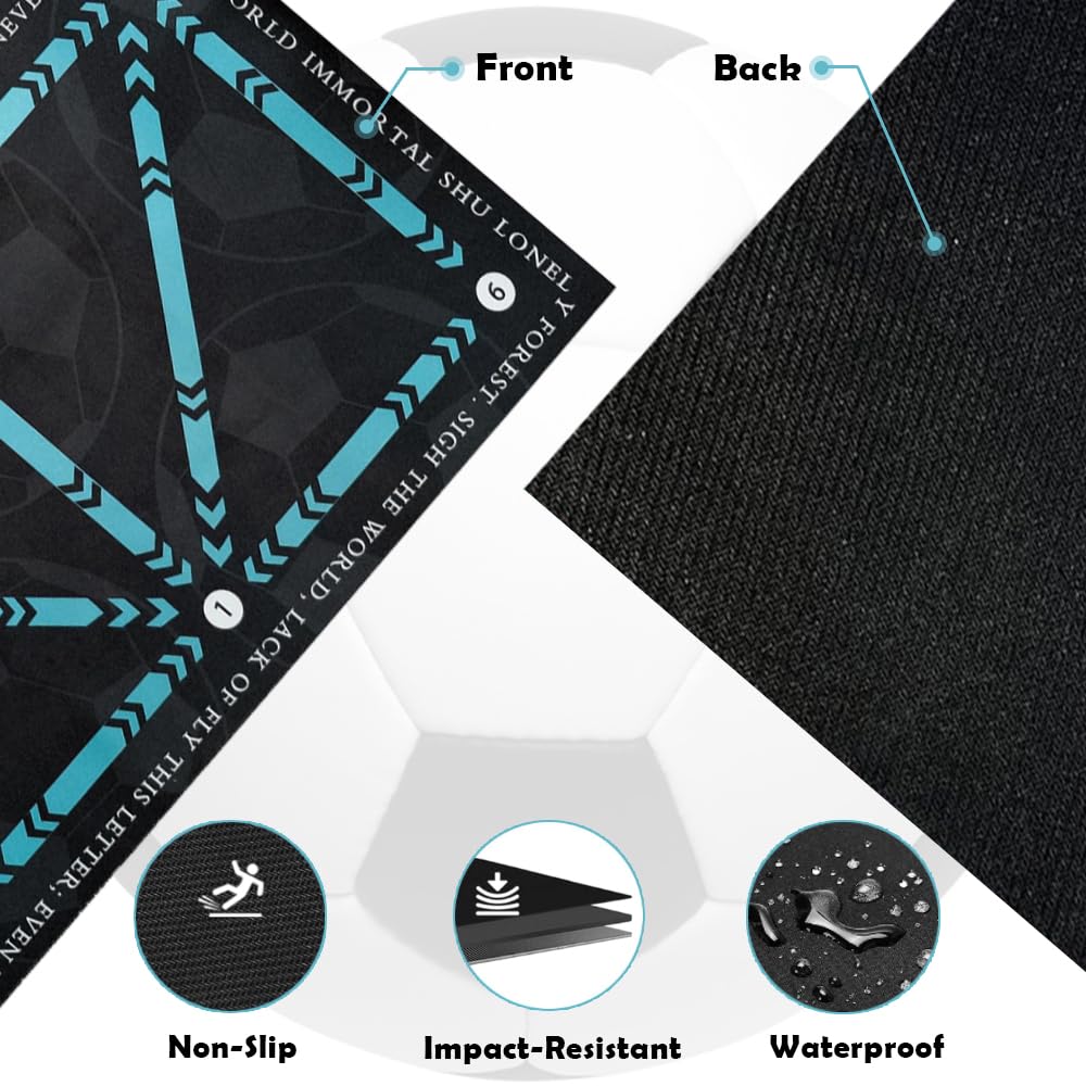 Soccer Training Mat with Video Guide & Grip Socks - 47"x32" Non-Slip Agility Footwork Mat for Home/Gym, Improve Ball Control/Speed (All Ages 5-65+)