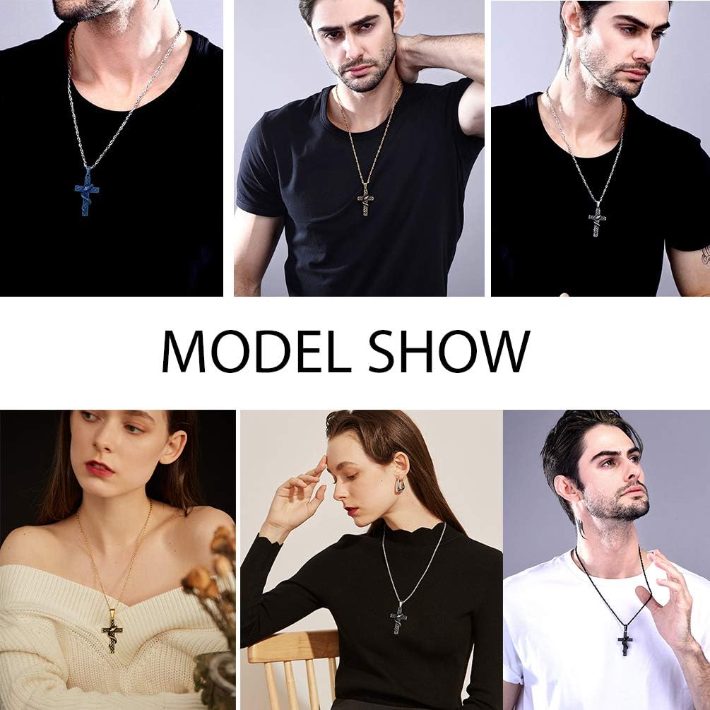 PROSTEEL Cross Necklace for Men Women, 316L Stainless Steel Dog Tag Cross/Dog Tags Military, Jesus Crucifix, Snake Cross, Black/Gold/Silver/Rose Gold/Blue Tone Cross Pendant, Come with Box - Image 2