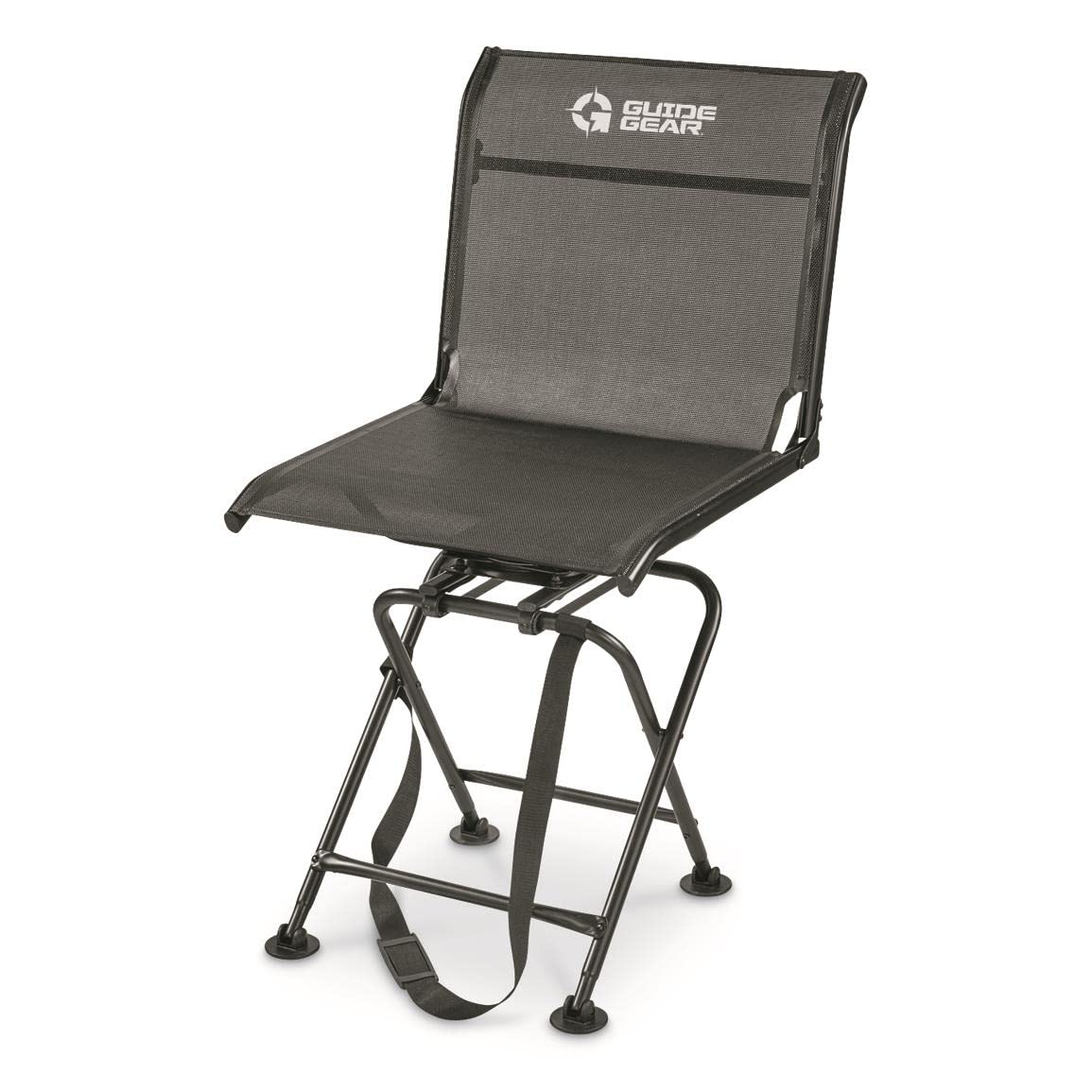 Guide Gear Big Boy Hunting Blind Chair, Portable Folding Seat for Shooting, Comfortable Spin Swivel, 500-lb. Capacity