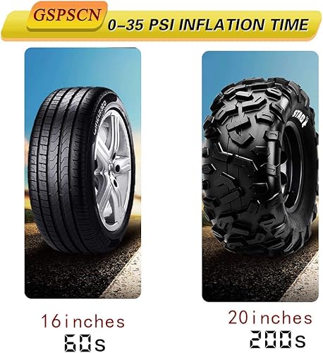 Miniatura 5 de GSPSCN Bomba de compresor de aire portátil de 12 V, inflador de neumáticos rojos de 150 PSI, bomba de aire automática resistente, para automóvil,