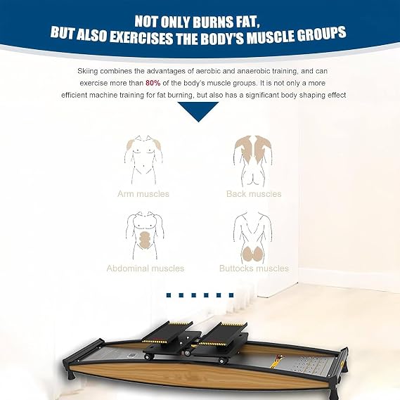 Ski Training Machine, Indoor Ski Cross Trainer Machine, Stair Steppers, 150kg/330lb Load, With Walking Stick and Floor Mat, For Surfing, Skiing, Hockey Training