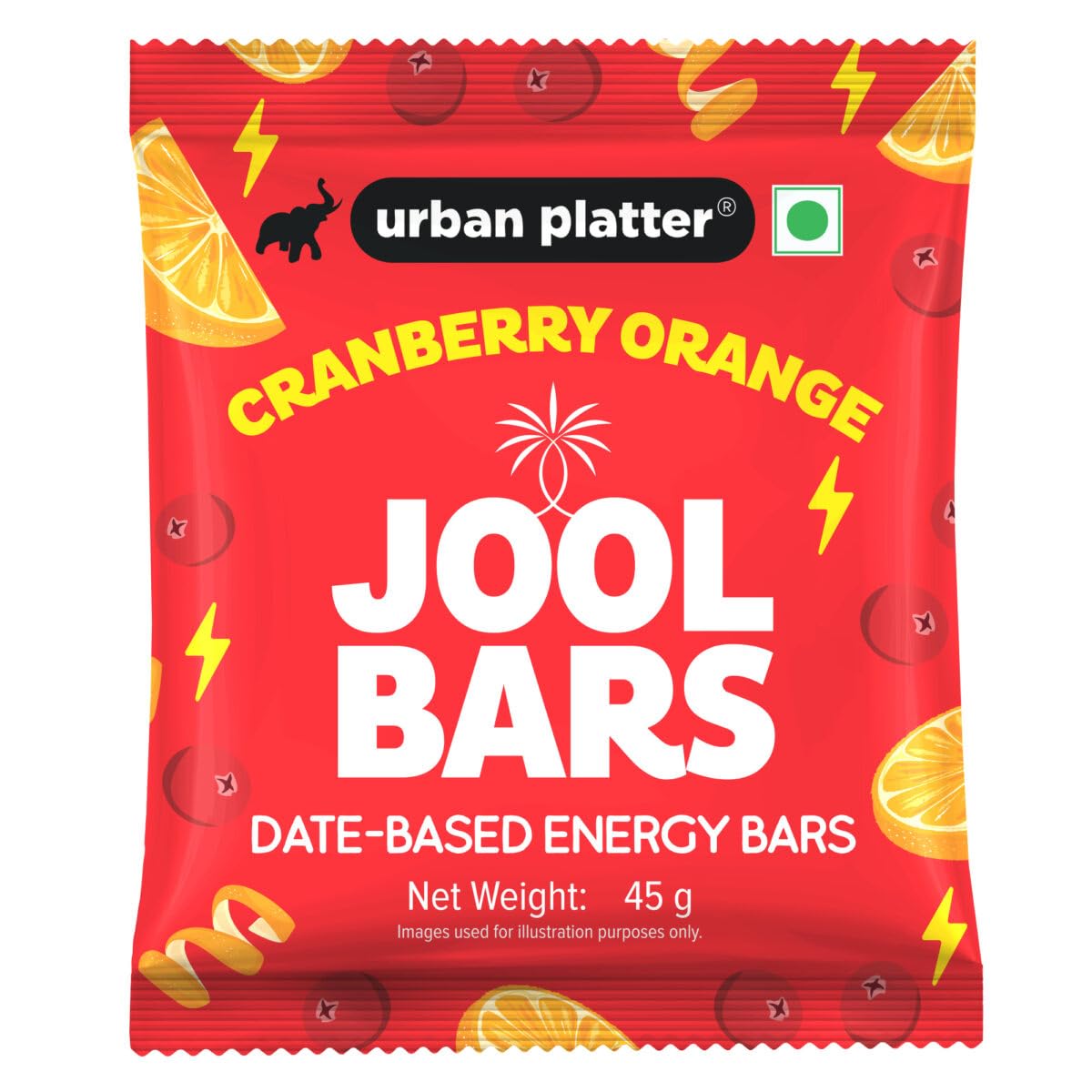 Cranberry Orange Jool Bars, 45g (Medjool Date Based | Energy Bars | Pack of 1 | Plant Based | with Rolled Oats and Almond Flour)