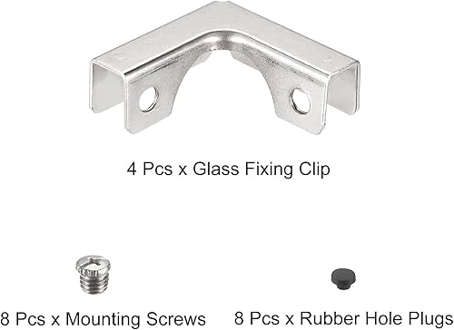 Miniatura 3 de Clip de fijación de vidrio, 2 piezas para combinación de vidrio en forma de L de 0.236-0.394 in, soporte de fijación de clip reforzado, accesorios