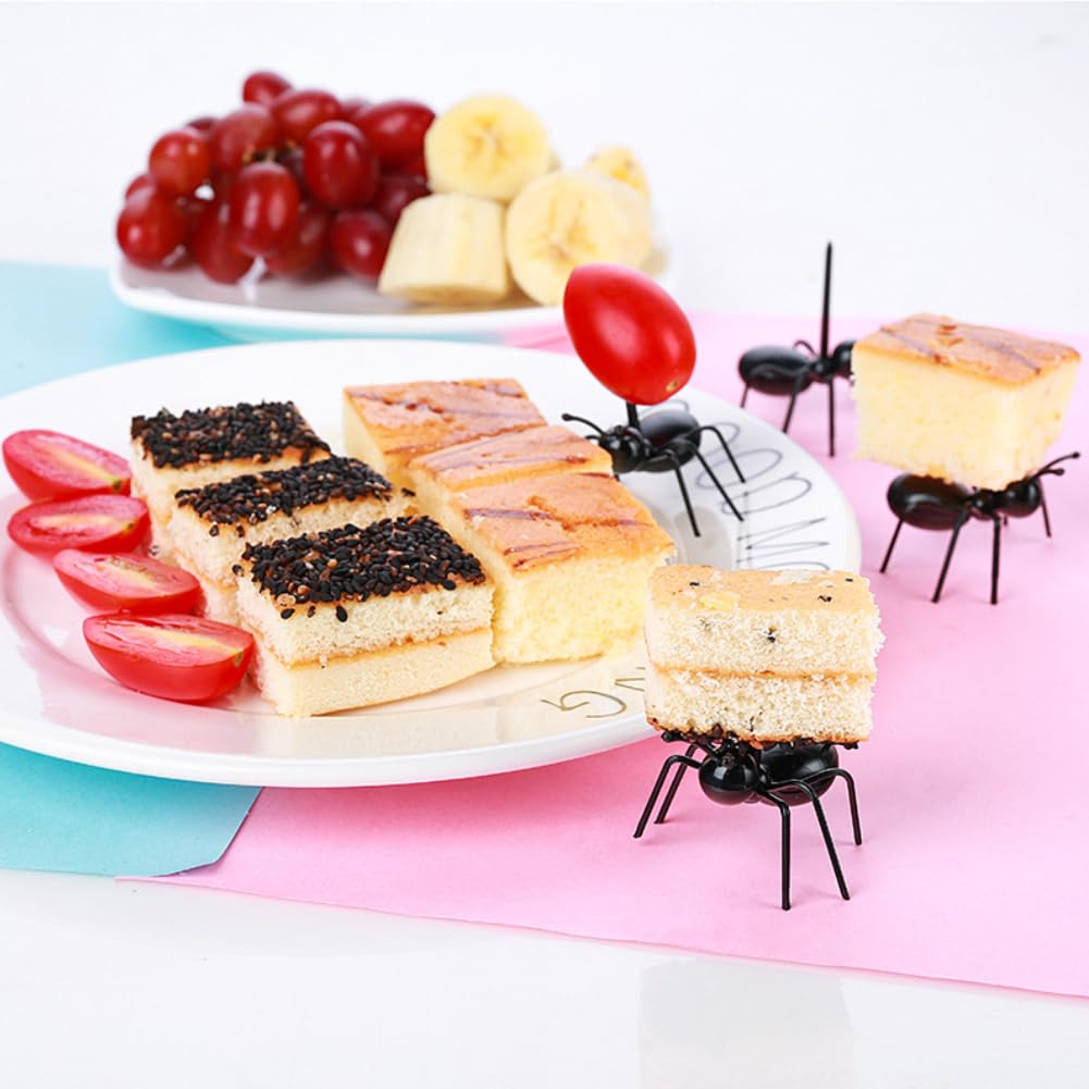 48 Stücke Ant Obst Gabel Set, Animal Fruit Picks, Wiederverwendbare Ameisen-Zahnstocher - Kreative Ameisenfutter Picks für Obst, Snacks & Sandwiches
