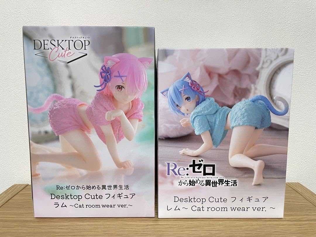 6体セット　リゼロ フィギュア　レム　ラム　Cat room wear ver Amazon | リゼロ Desktop Cuteフィギュア レム ラムCat room wear
