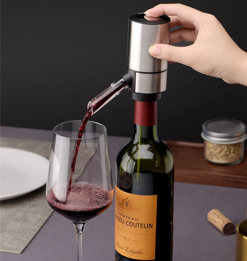 Dispensador de aire eléctrico de vino de acero inoxidable, decantador automático inteligente para bar, fiesta, accesorios de cocina