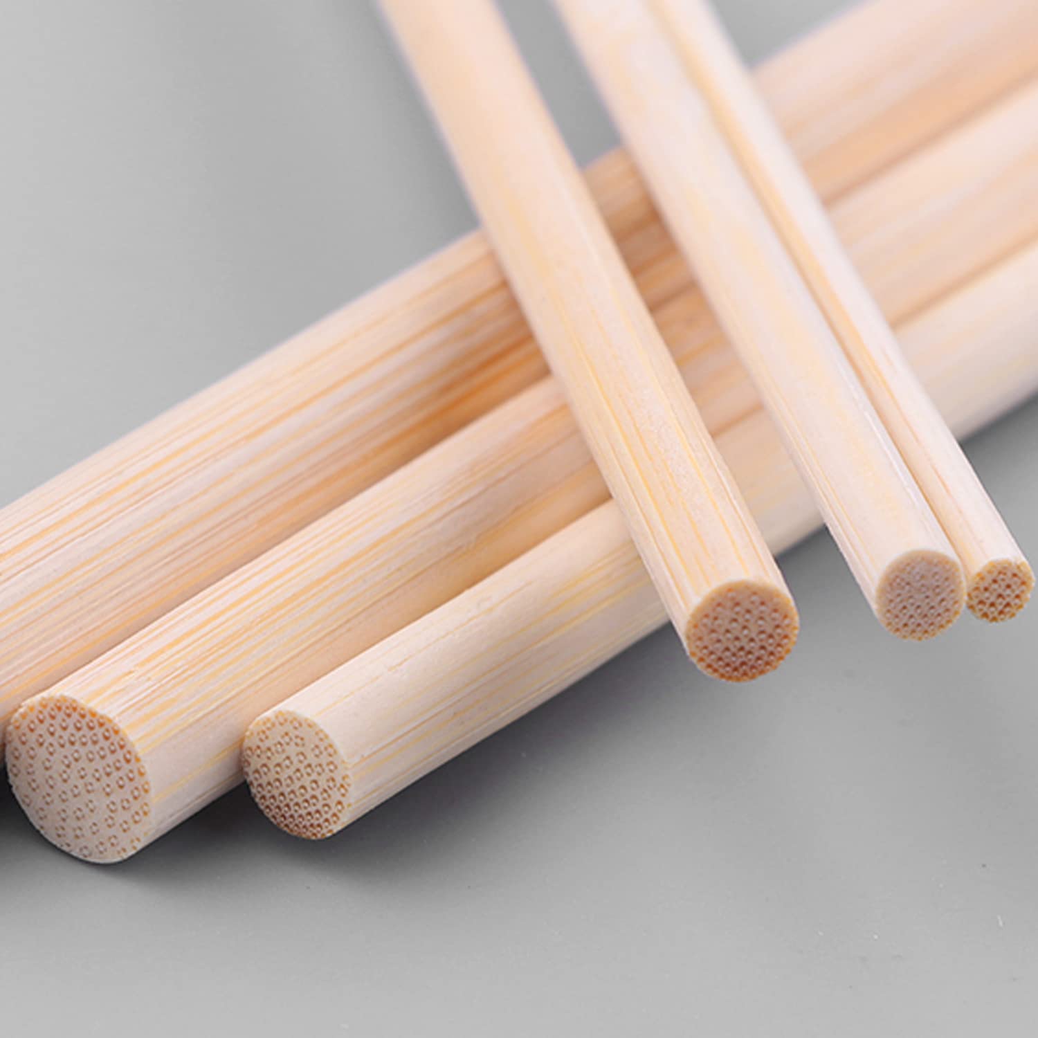 100 tiges de bois - Diamètre 6-10 mm, Longueur 400 mm, Bâtonnets for loisirs créatifs(7x400mm)