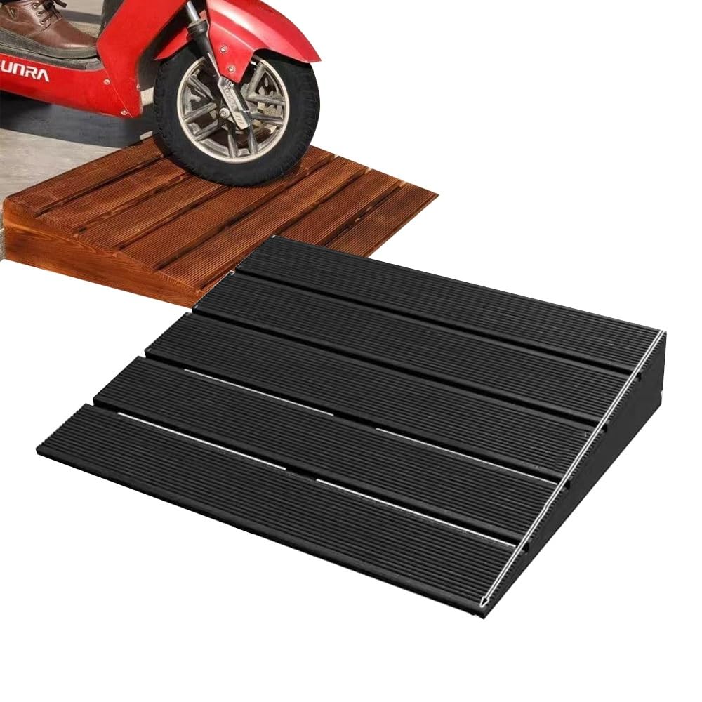 Rampes De Seuil Portable Rampes D'accès en Bois, Résistante À l'abrasion Rampes De Seuil pour Fauteuils Roulants, 10cm Rampe De Seuil De Porte, Mobile(Brushed Black,50x60x10cm)