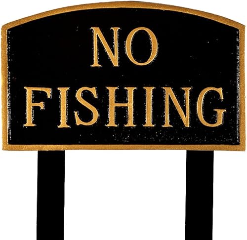 Montague Productos de Metal sp-25l-bg-ls grande negro y dorado no de pesca Arch Declaración placa con 2Césped estacas de 23pulgadas