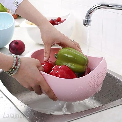 Miniatura 5 de Colador para lavadora de arroz, cesta de plástico para lavar verduras, cesta escurridor de alimentos de cocina con agujero denso escurridor lateral