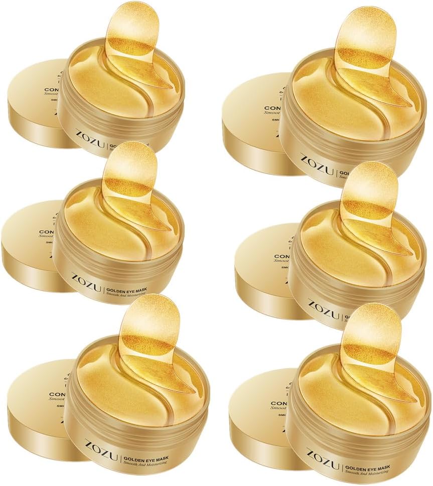 6Pack Gold Moisturizing Eye Mask Remove Dark Circles Anti Age Bag Eye Wrinkle 60pcs Collagen Gel Eye Patches(180 pairs)