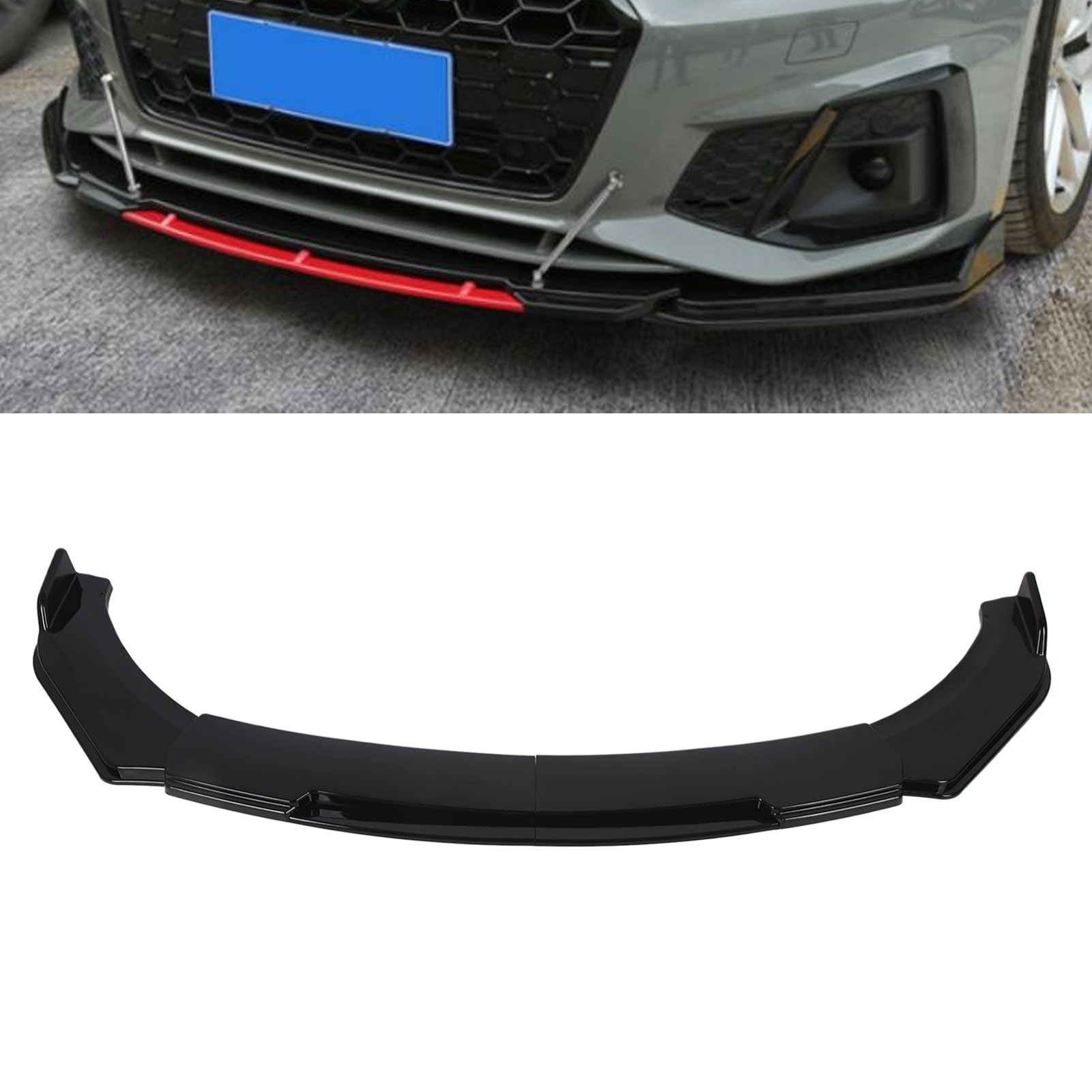 Tbest Splitter Przedniego Zderzaka 150cm Abs Błyszczący Czarny | Abs, Czarny Błyszczący, Użytkowanie na Drogach, Wspomaganie Aerodynamiczne, Siła Docisku Przy Dużej Prędkości, Wyposażenie