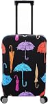 Protecteur de housse avec fermeture éclair pour bagages 23-26 pouces TSA Couverture à bagages approuvée, lavable, stretchy, taille M, parapluie noir
