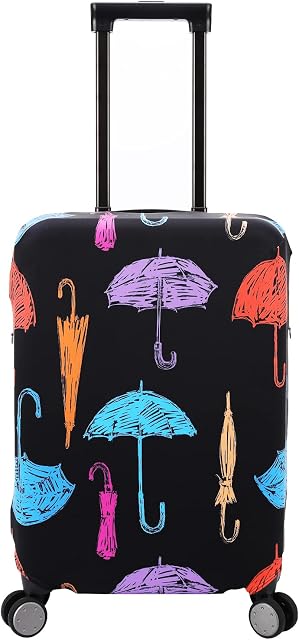 Protecteur de housse avec fermeture éclair pour bagages 23-26 pouces TSA Couverture à bagages approuvée, lavable, stretchy, taille M, parapluie noir