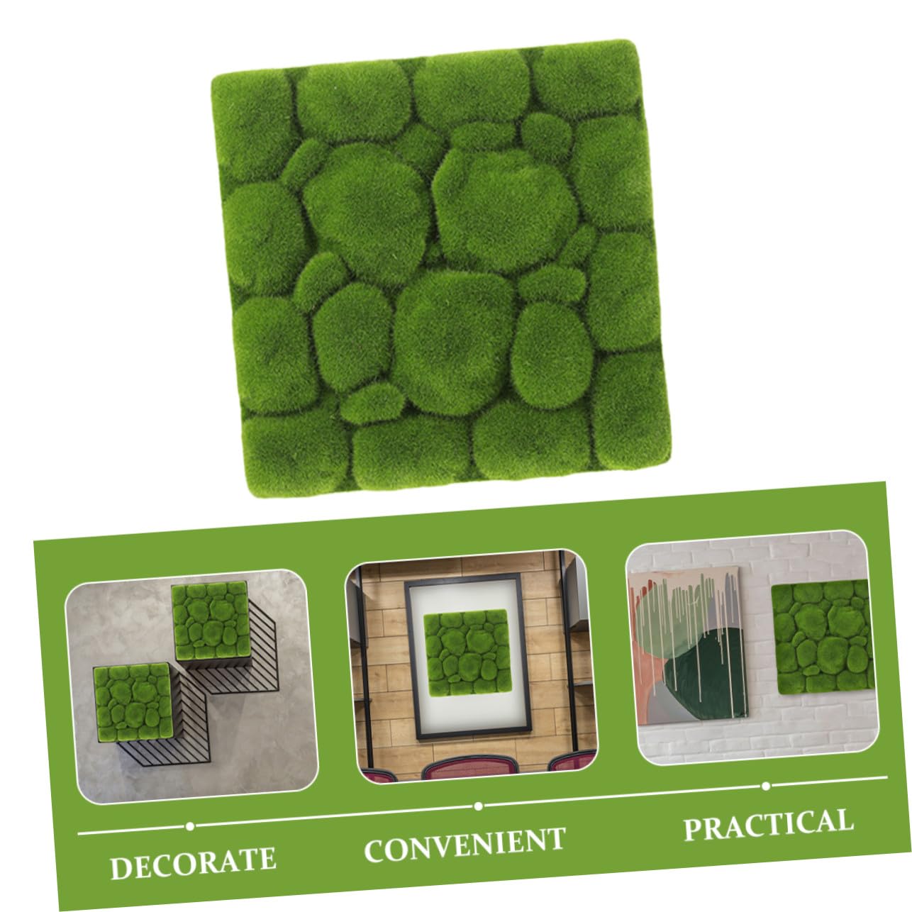 Ipetboom Pannello di Muschio Finto 30x30 Cm in Schiuma Espansa Resistente, Decorazione di Muschio Simulato per Pareti, Giardino e Micro Paesaggi, Set da 3 Pezzi