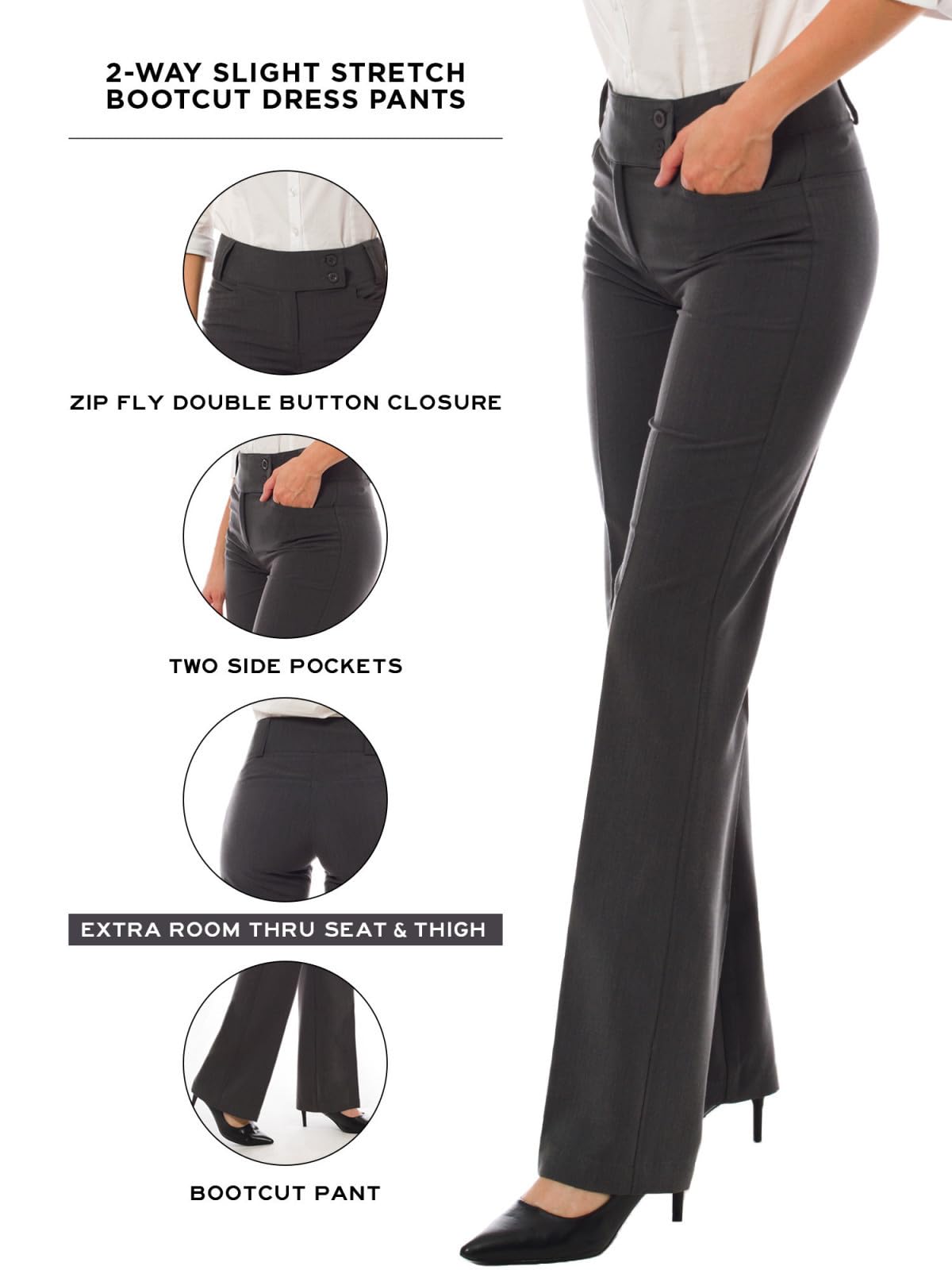 MixMatchy Pantalones de vestir relajados con corte de bota para mujer, pantalones de trabajo casuales de negocios