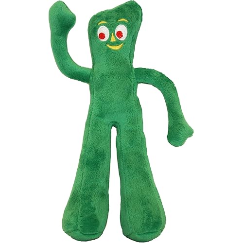 Multipet Gumby Dog Plush Toy - Squeaky Toy for All Dogs - Extra Soft Plush w/ Flexible Legs & Arms - Stuffed Animal for Cuddling & Playing - Cute Dog Pet Toy (9", Green)