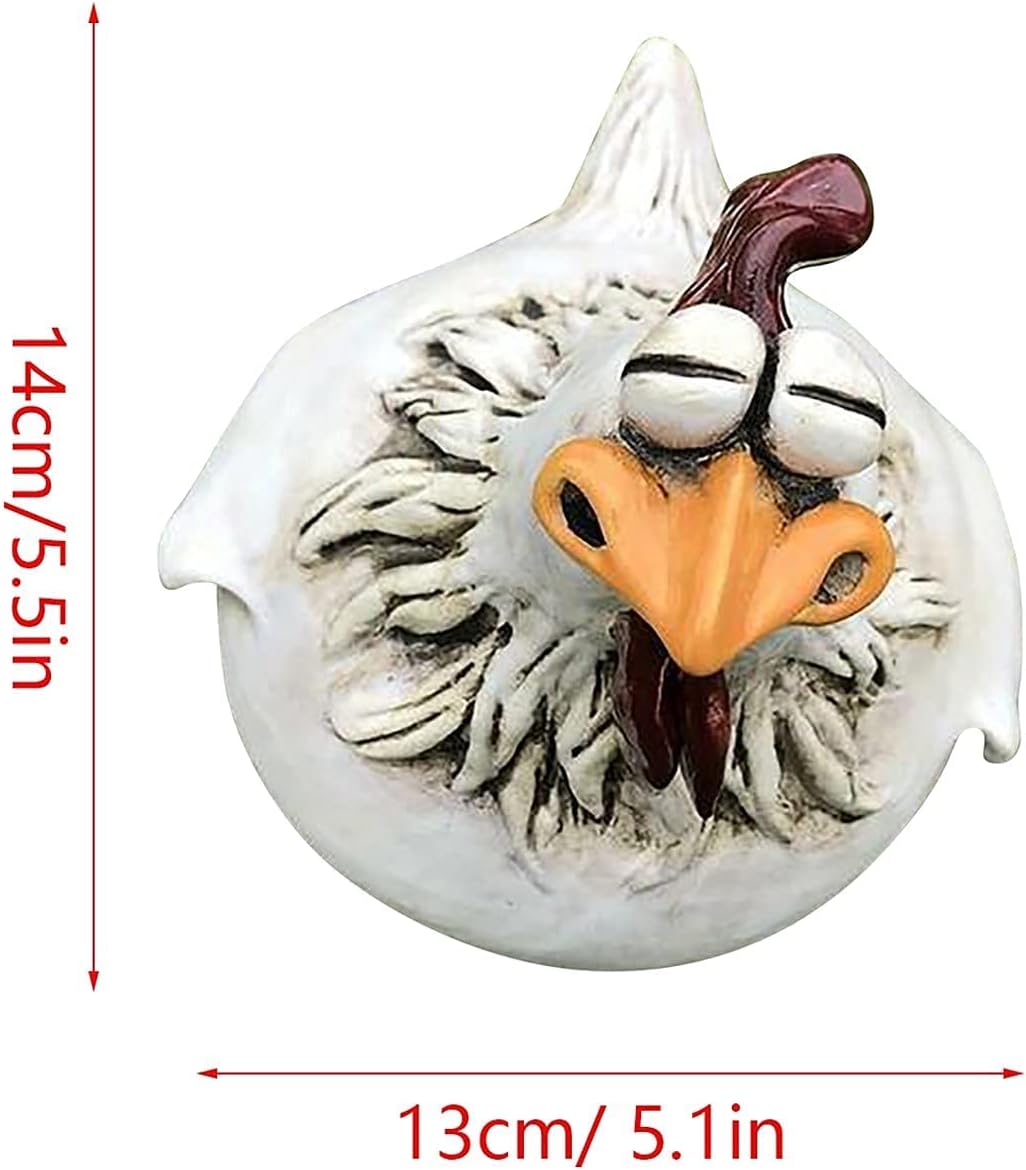 Funny Chicken Statue Garden Decor, Chicken Fence Decoration Funny Farm Sculpture, Resin Chicken Statue for Garden Stairs, Farm, Patio, Backyard, (3PCS)