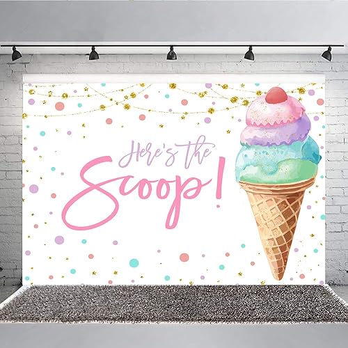 Miniatura 4 de Lofaris Fondo de helado rosa de 5 x 3 pies con texto en inglés "Here e's The Scoop Sweet One Two Sweet Summer Back" para princesa niña, feliz