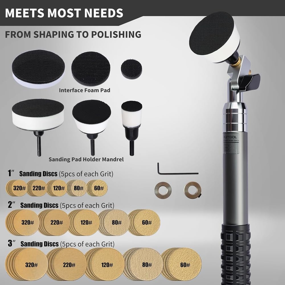 Kit de Herramientas para Lijadora de con Discos de Lijado con Adhesivo de Nailon de 1" A 3", 75 Hojas de Lija, Almohadillas de Soporte con Interfaz de Espuma y