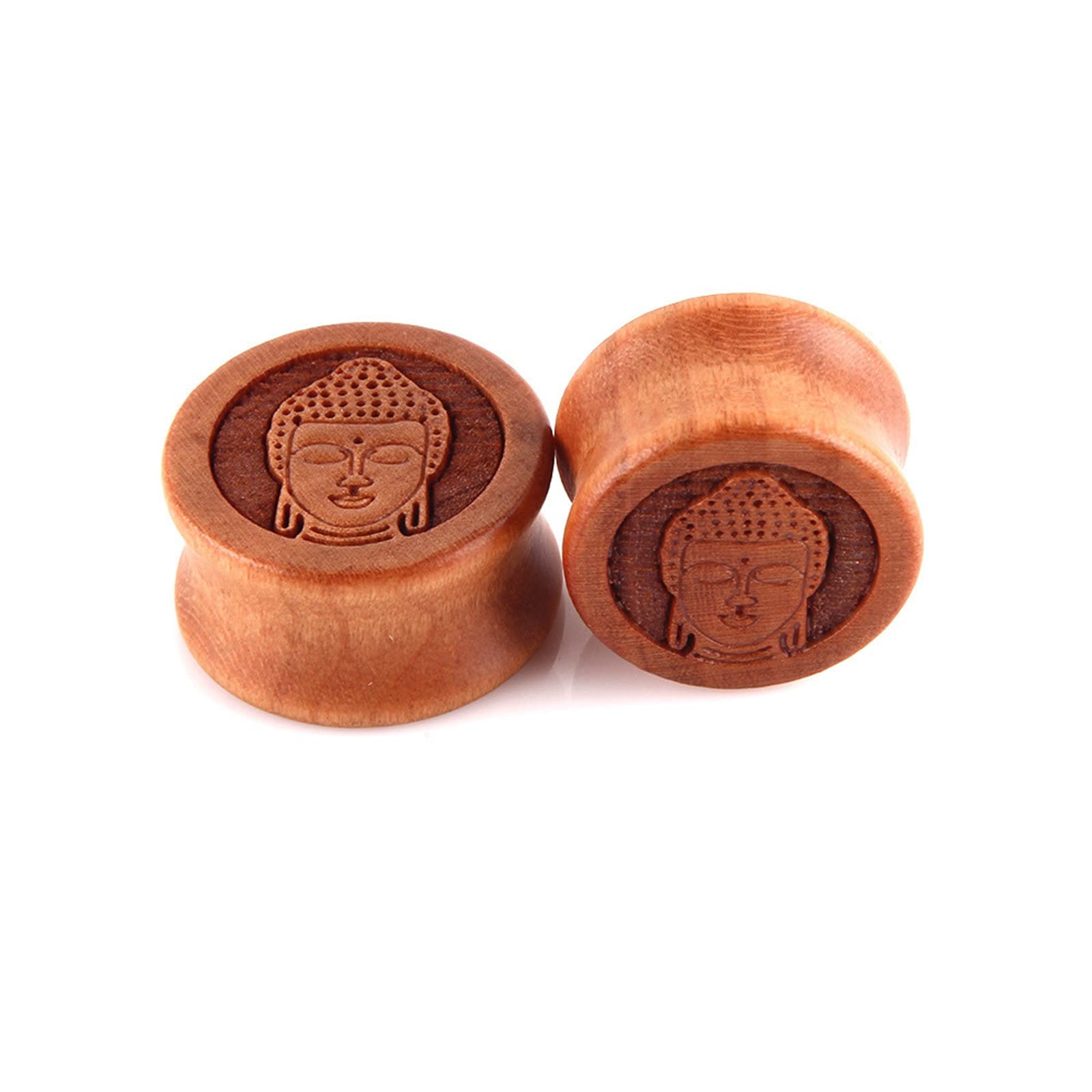 Bishilin2 PCS Tunnel Plugs for Ears, Wooden Tunnel Plugs 10MM Wooden with Buddha Head Plugs and Tunnels Set