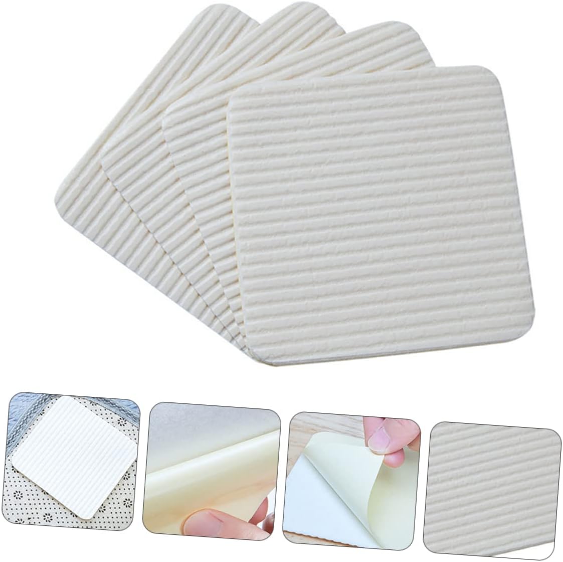 8pcs Non- Carpet Stickers Washable Adhesive for Hardwood Tile More Prevents Rug Movement Non-Woven Easy to Install