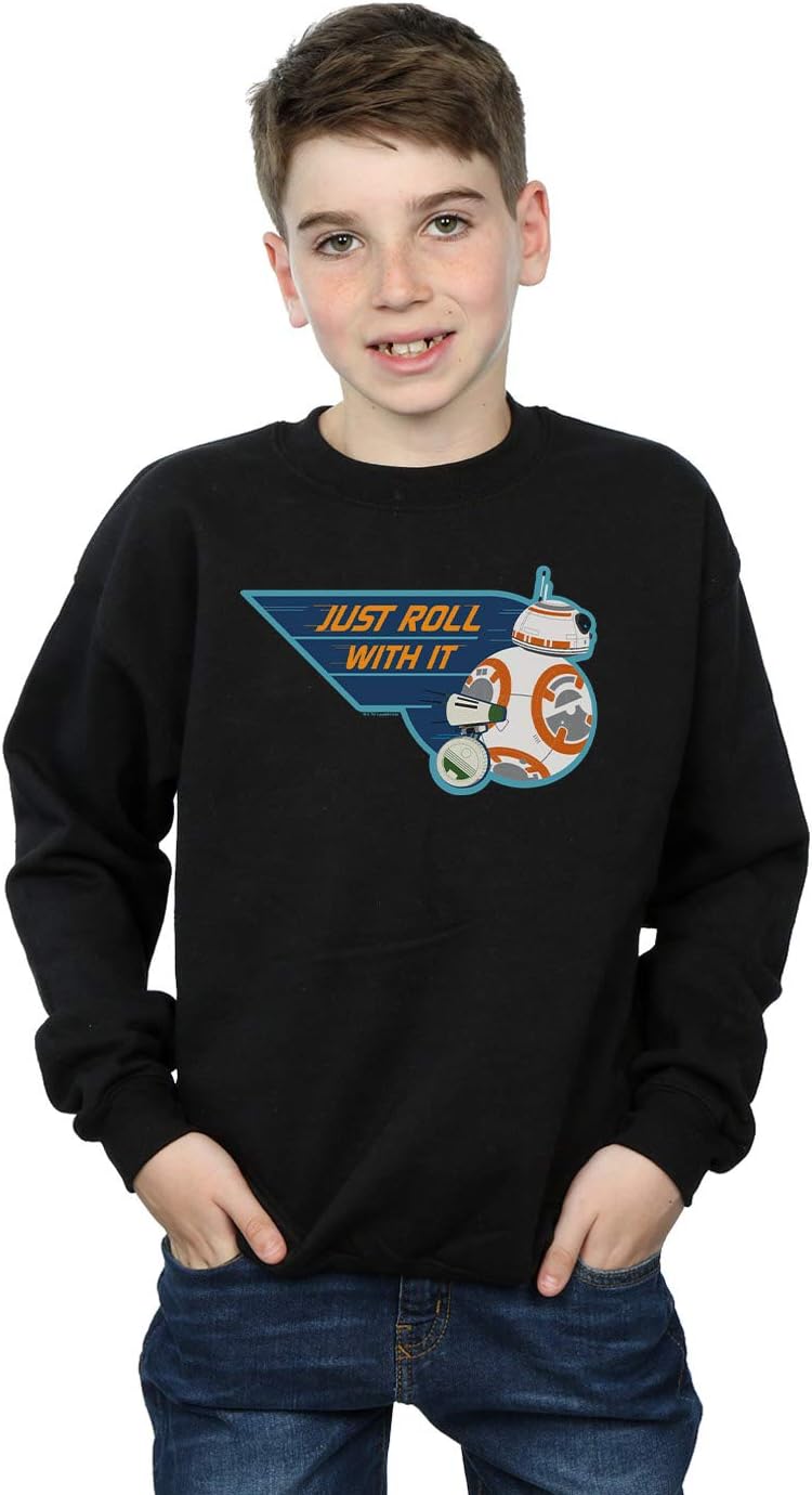 Star Wars Boys The Rise of Skywalker D-O & BB-8 Just Roll with It Sweatshirt Black 9-11 Years