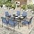 HERA'S HOUSE 7 PCS Patio Dining Set Outdoor Table Chairs, Large Table with Double Umbrella Hole and 6 Chairs, Patio Table and Chairs Set for Backyard, Porch, Deck (Blue)
