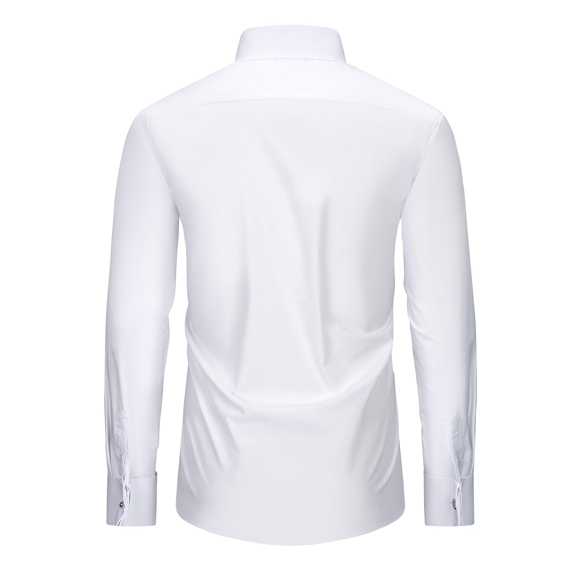Camicia da smoking da uomo, colletto a vento, abbottonatura nascosta, polsini a risvolto, camicia elasticizzata per lavoro e matrimonio
