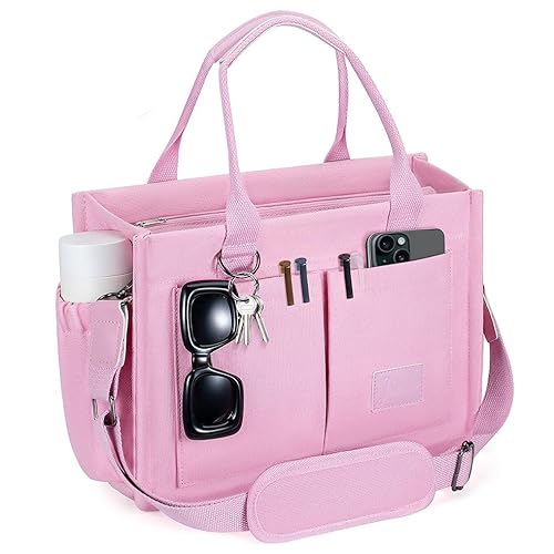 Canvas Tote Bags with Pockets - Women's Everyday Satchel Handbag