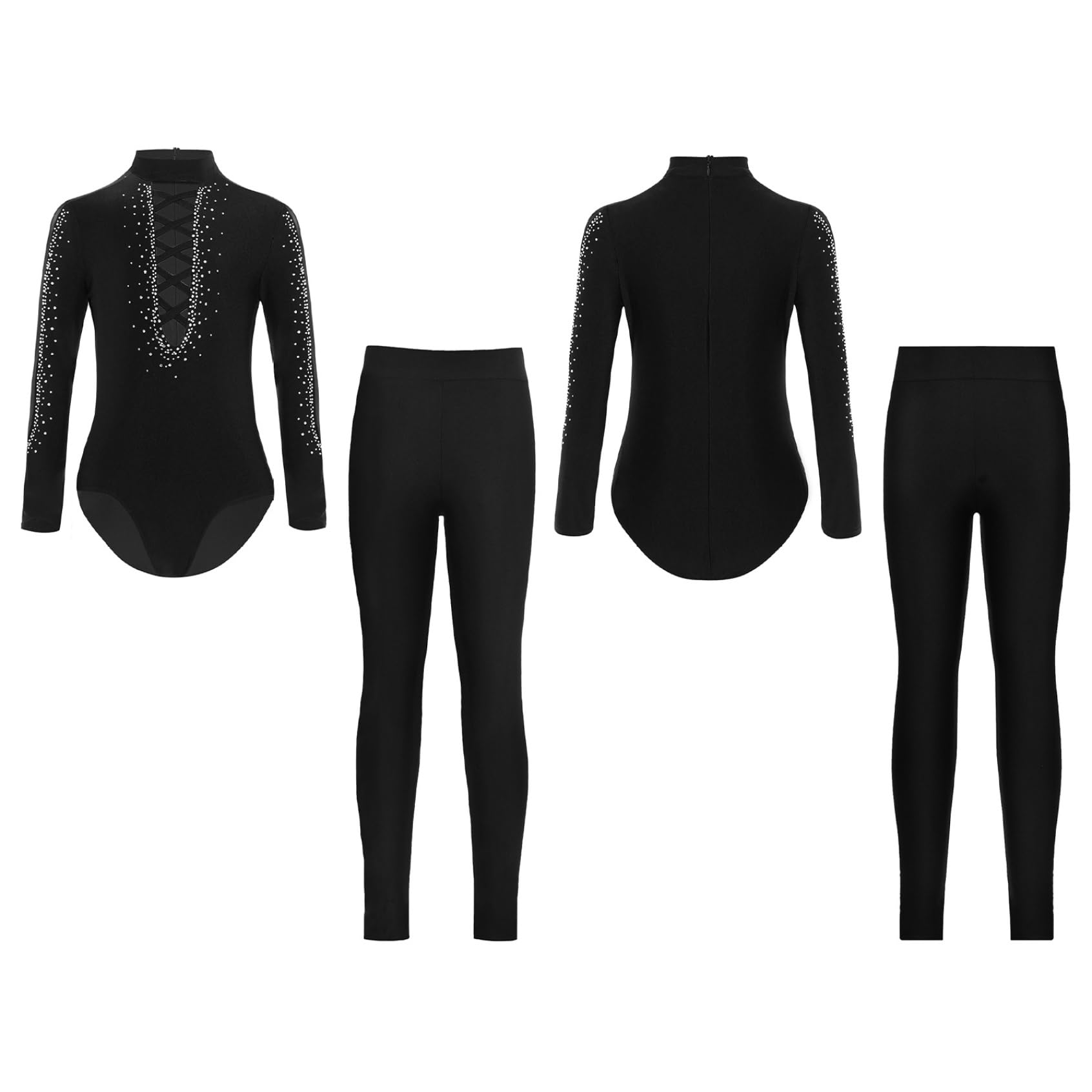 Kinder Turnanzug Jungen Glitzer Gymnastikanzug mit Hose Leggings Ganzkörper Trikot Leotard Eiskunstlauf Body Sport Overall Jumpsuit