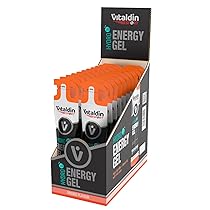 VITALDIN SPORT Hydro Energy Gel – 24 x 55 ml – Gel Energetico gusto Arancia con Vitamina B6 (Senza Caffeina) – Energia Rapida e Rilascio Graduale – Running, Ciclismo & Sport di Endurance