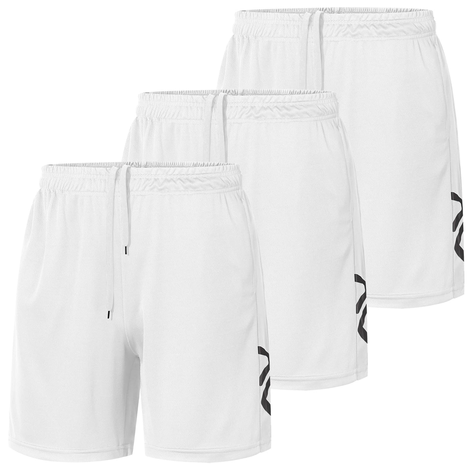 3 Pack Mens Athletic Shorts Elastic Waistband Quick Dry with Pockets for Casual Running Workout Gym Activewear
