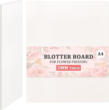 Blotting Board 3mm Thick A4 Natural Fiber Blotting Paper for Flower Pressing - 2 Pack | Highly Absorbent & Reusable Sheets for Herbarium, Crafts & Calligraphy