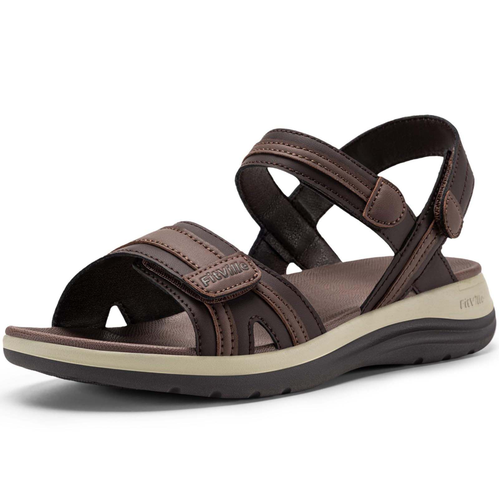 FitVille Sandales Femme Confortable Largeur Extra pour Pieds Enflés - Sandales Ouvertes Légères d'Été - Taille 35.5-42.5 EU