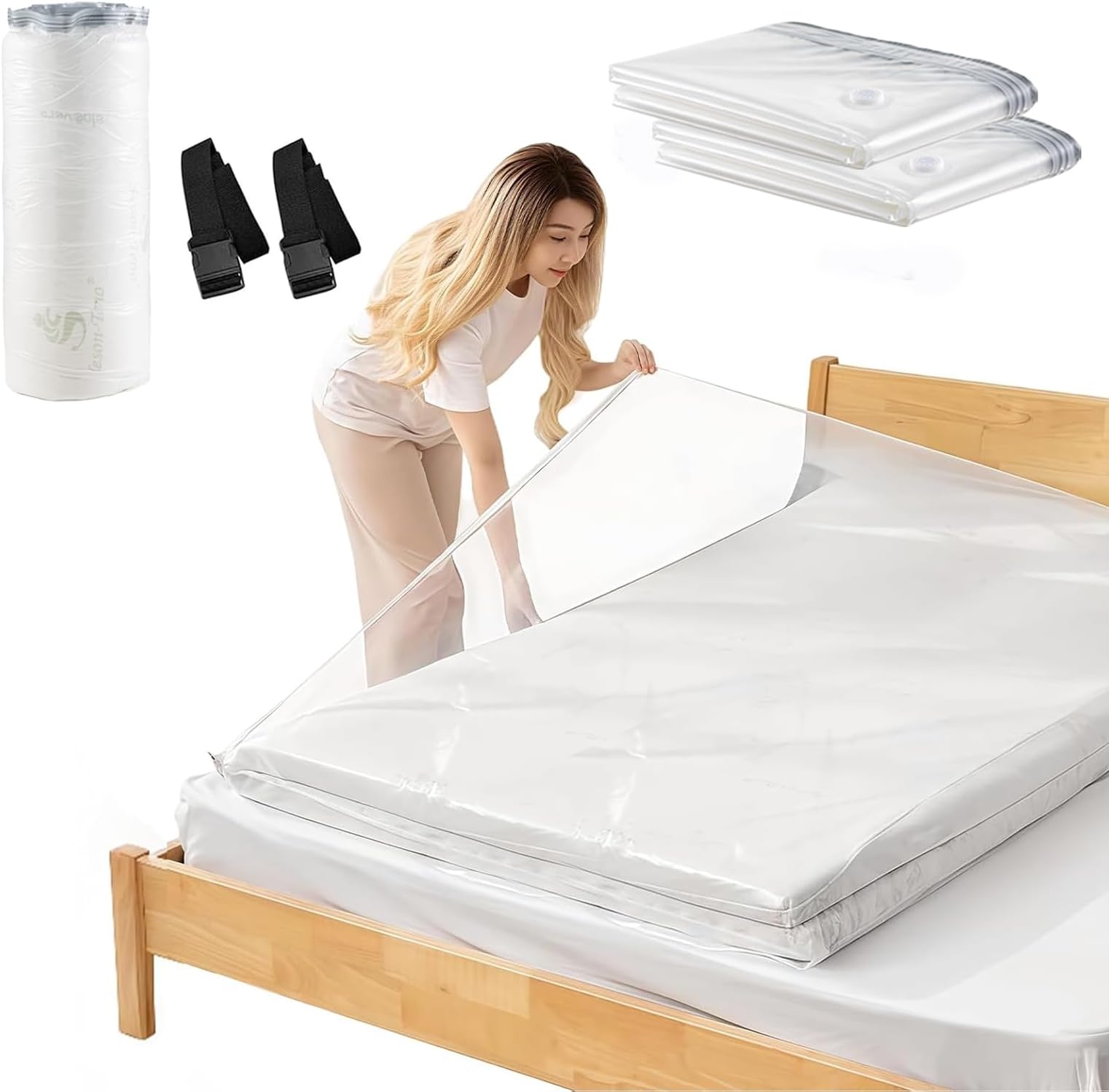 Esoes 2 Pack Mattress Vacuum Bags 240x120cm – Vacuum Bags for Storage Mattresses, Duvets, and More - Waterproof, Sealable with Zipper, Reusable, No Vacuum Pump