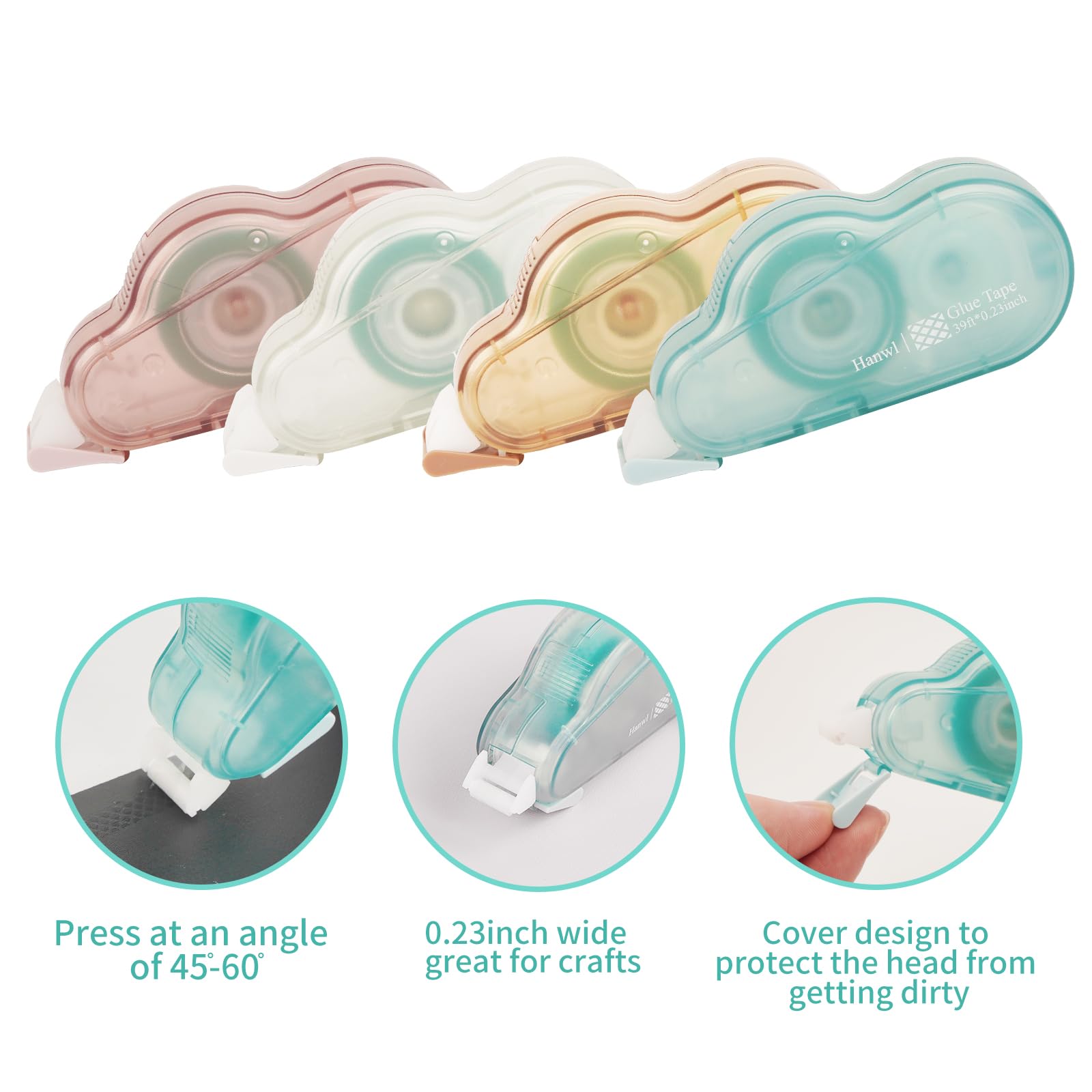 Scrapbook Tape,4 Pack Double Sided Glue Tape Roller for Crafts,39 FT x 0.23 in Tape Runner,Junk Journaling and Scrapbooking Supplies,Gift Wrapping and Photo Tape.