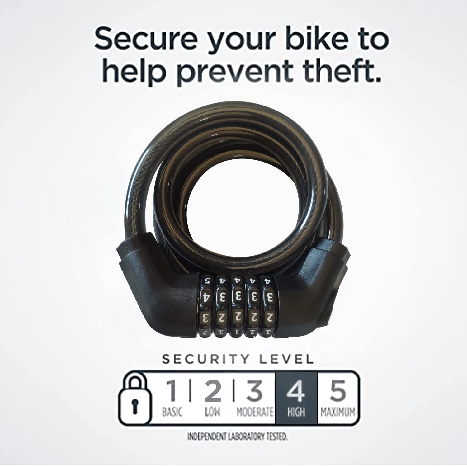 GOLDPOOL Bicycle Lock for Kids Adult, Number Code Combination Cable Lock, 4 Feets X12 mm, 5 Digital High Security Black Bike Lock - Image 4
