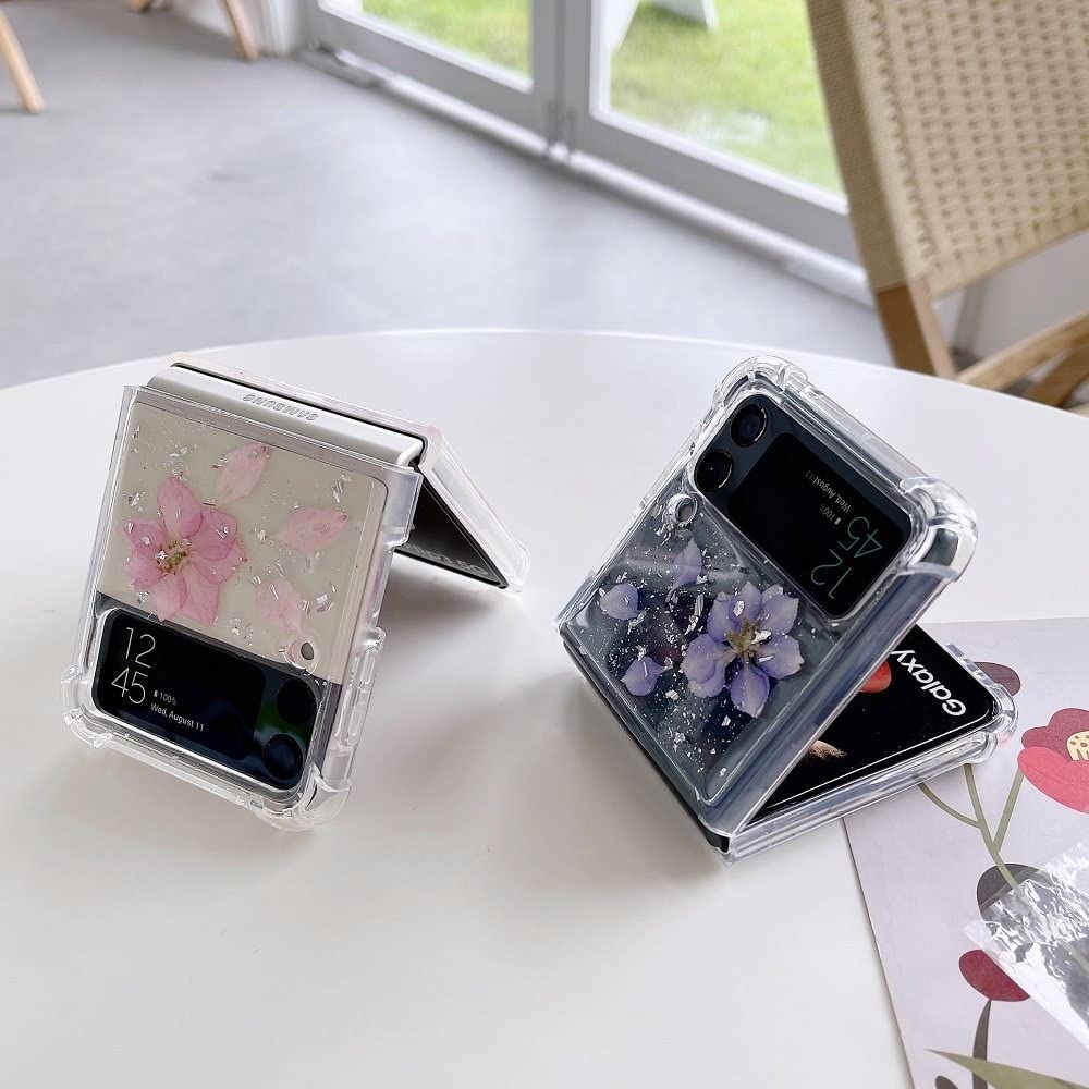 Amazon.co.jp: For Samsung Z Flip 3 ケース ドライフラワー