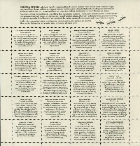 Insect & Spiders Sheet of Twenty 33 Cent Stamps Scott 3351