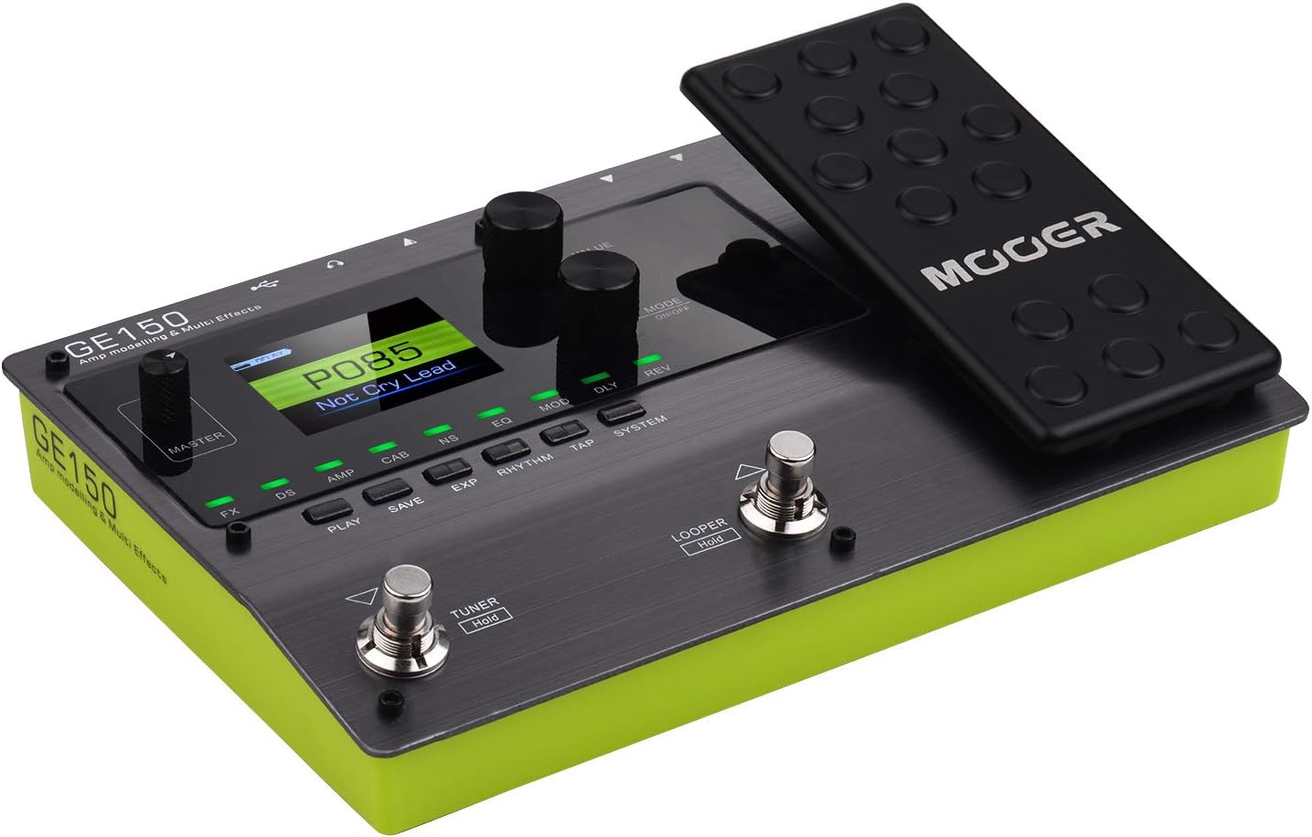 Amplifier Modelling Pedal MOOER GE150 Amp & Multi Effects Pedal 55 Amplifier Models 151 Effects 80s Looper 40 Drum Rhythms 10 Metronome Tap Tempo OTG Function