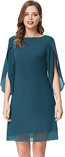 Vestido Elegante Mujer Vestido Gasa Manga Corta Casual Gasa Top Cuello Redondo